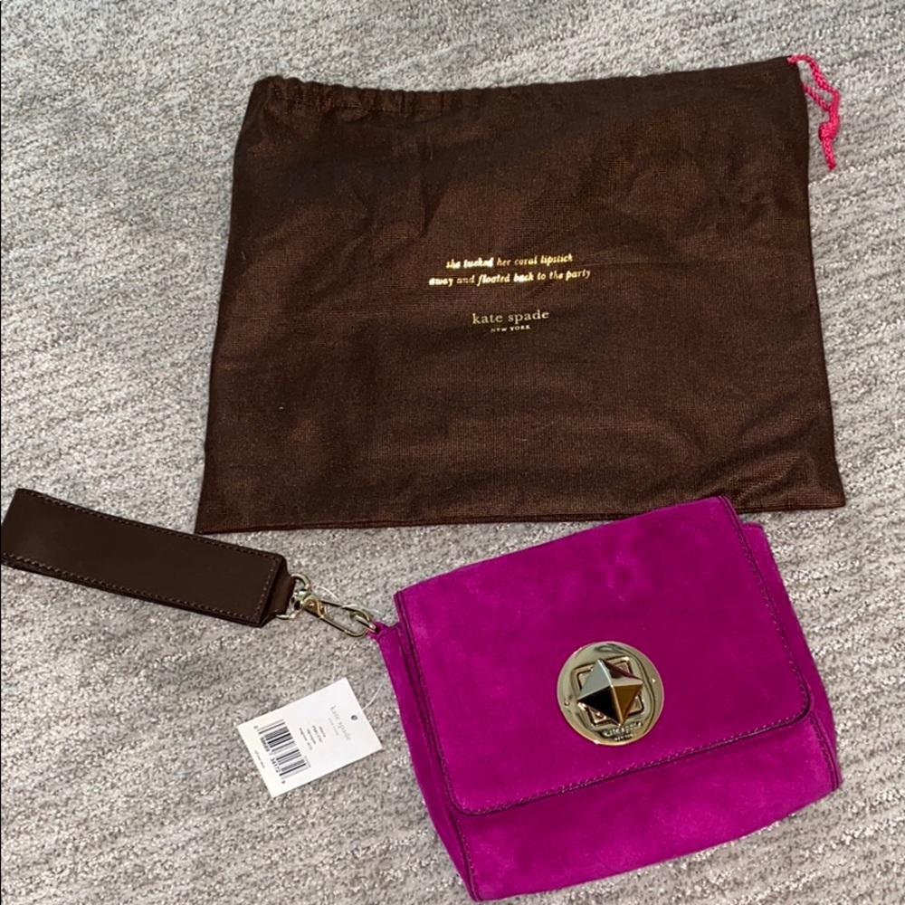 Magenta Kate Spade Suede Clutch Purse